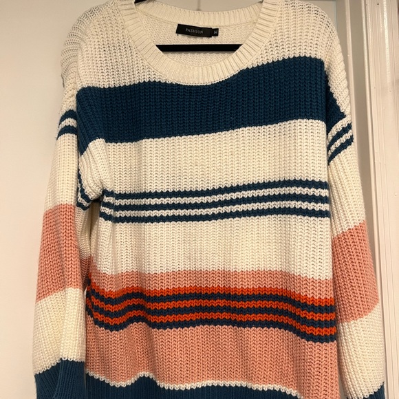 ZESICA Crew Neck Color Block Casual Loose Oversized Knitted Sweater XL Fall - Picture 4 of 7